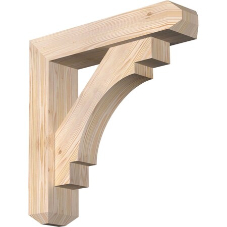 Ekena Millwork Merced Craftsman Smooth Bracket w/ Offset Brace, Douglas Fir, 5 1/2"W x 24"D x 24"H BKT0604X24X24MRC04SDF